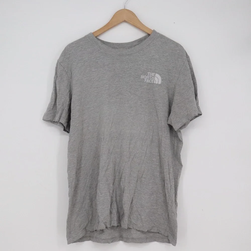 The North Face Mens XL Heather Gray Graphic T-Shirt Never Stop Exploring Back